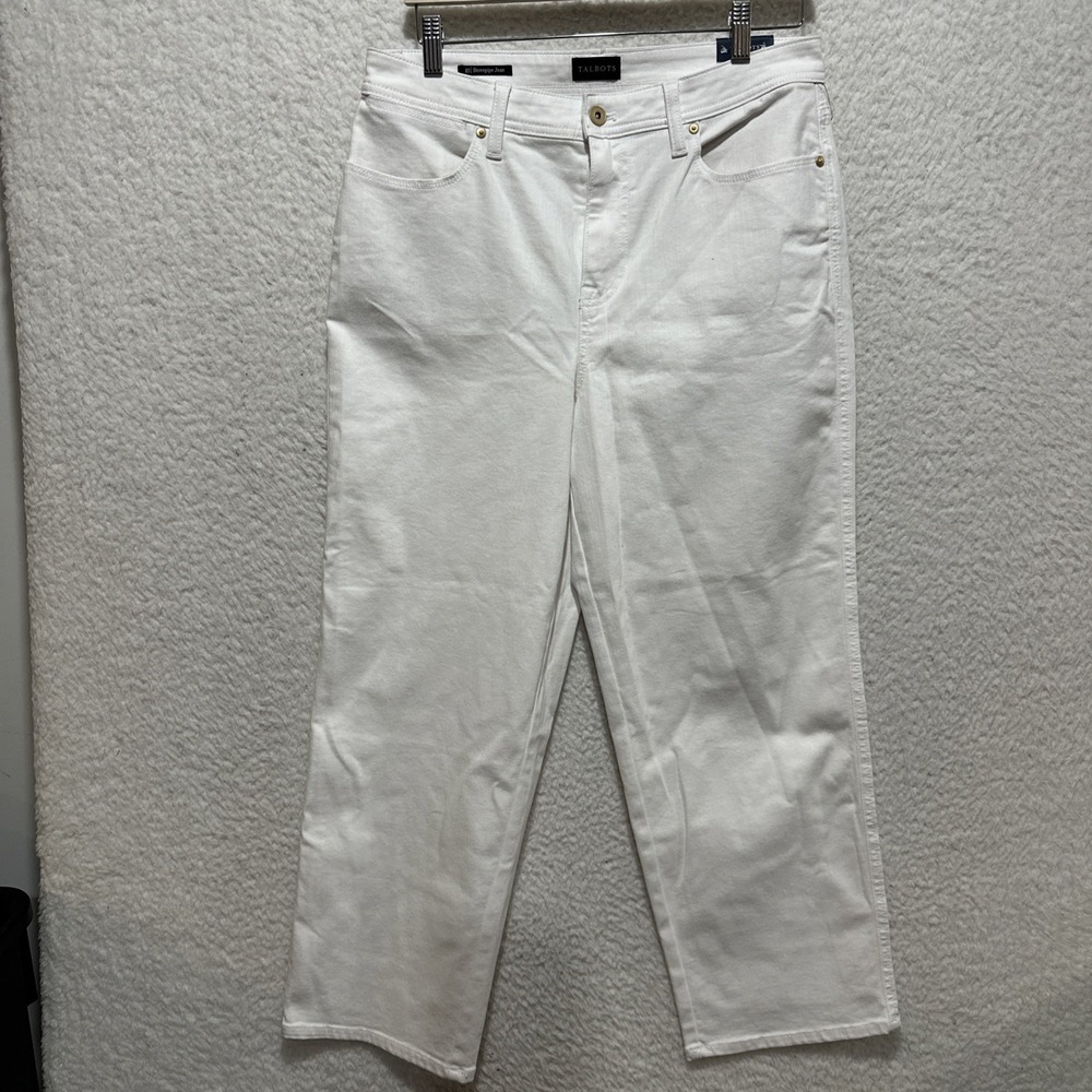 TALBOTS Women's Size 10 White Stretch Denim High Waisted Stovepipe Jeans‎ NWT
